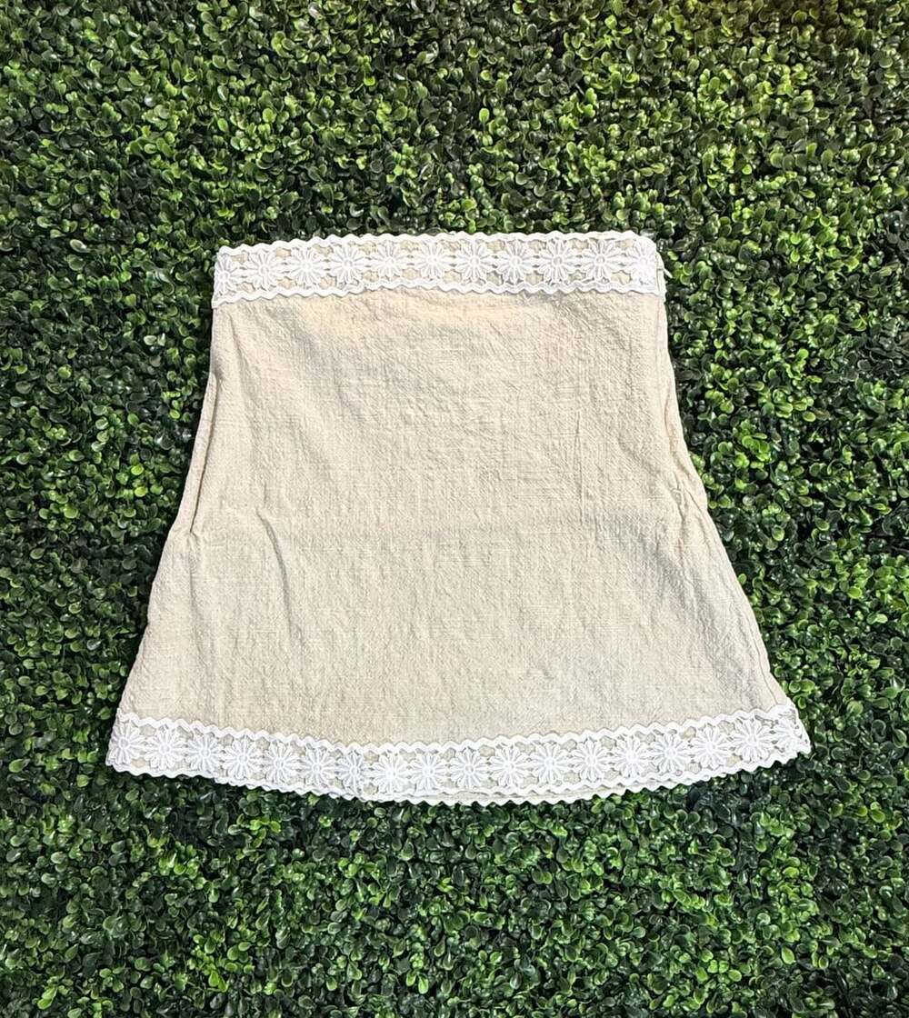 SABO Mini Skirt Size S Beige Lace Trim
